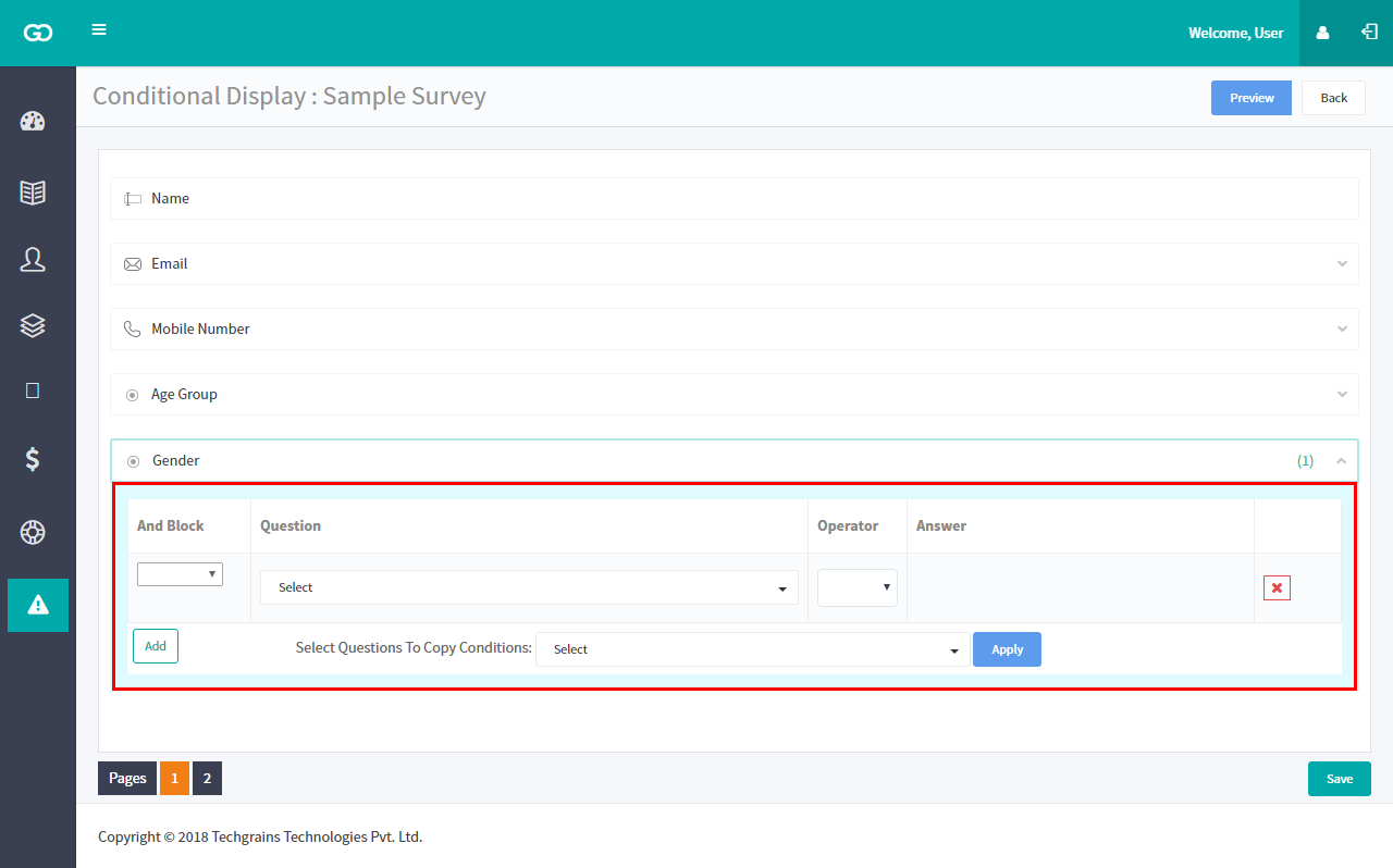 Conditional Display Settings